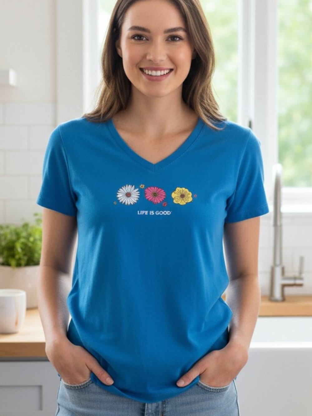 Life is Good W's Daisy Wildflower Trio Crusher-LITE Vee Tee